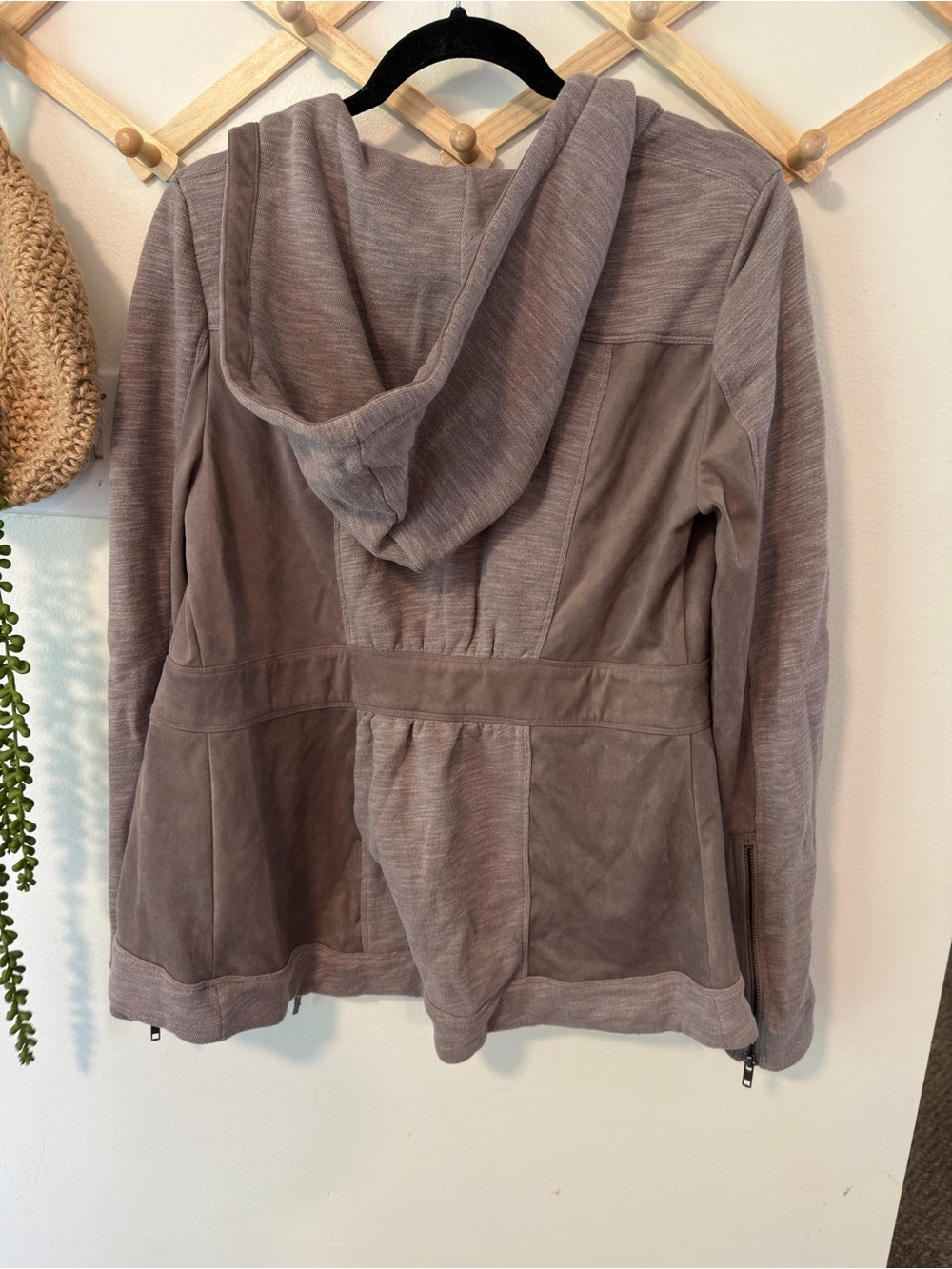Akemi + Kin Abbe Full Zip Hoodie Medium Mauve Taupe Hooded Jacket - Picture 8 of 12